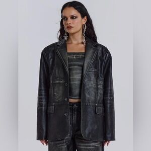 Jaded London Ash Faux Leather Blazer Size small